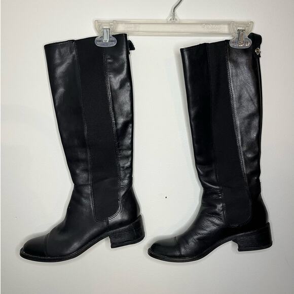 BCBG Judie Black Leather Riding Boot Size 7 - Picture 2 of 10